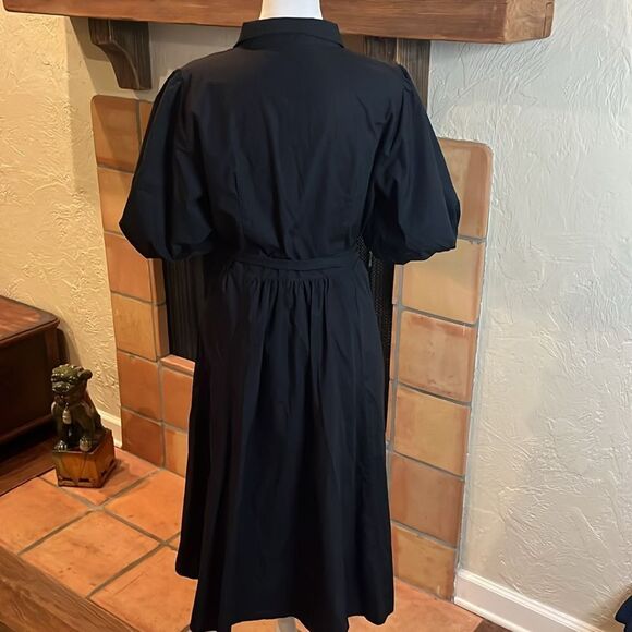 A Loves A Black Puff Sleeve Belted Button Down Midi Dress, size 10 - Picture 6 of 9
